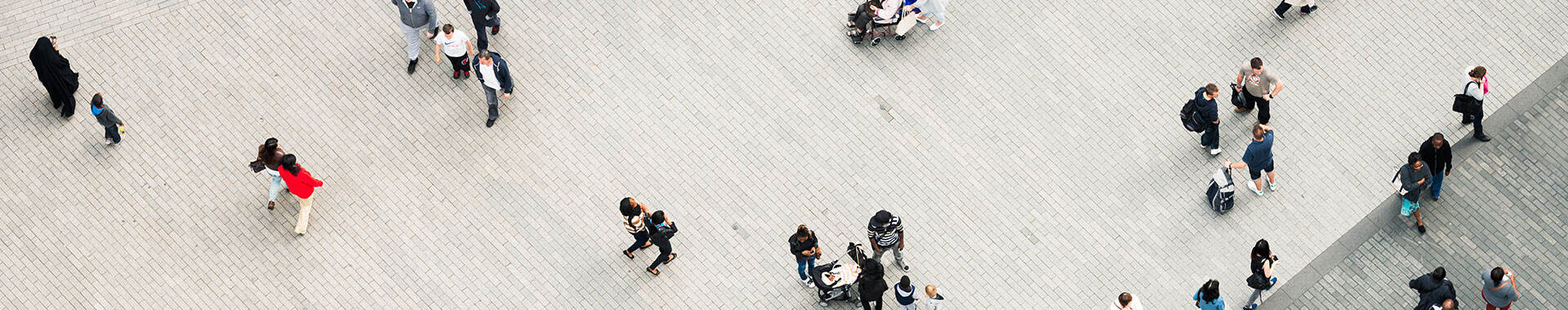 People walking as seen from above