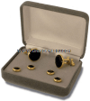 U.S. MILITARY BLACK ONYX CUFF LINKS AND STUDS (GOLD BACKING)