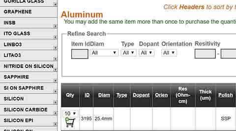 aluminum wafer in stock