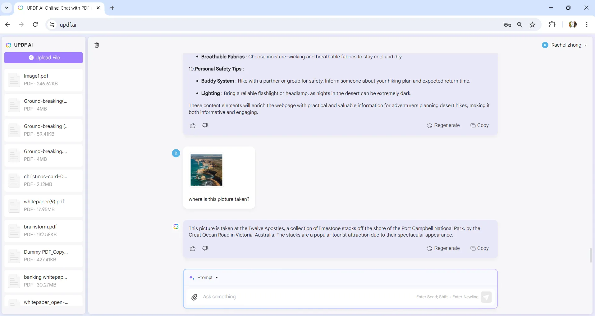 chat with image identify the image location with UPDF's AI Assistant Online