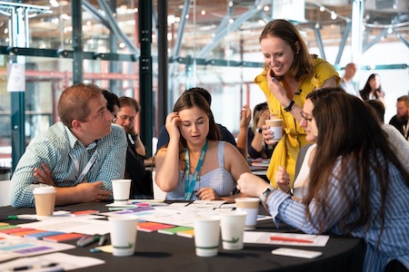 Aleks Melnikova leading a workshop at UX London.