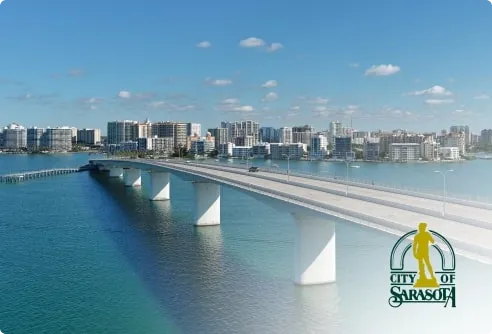 City of sarasota ringling bridge and skyline