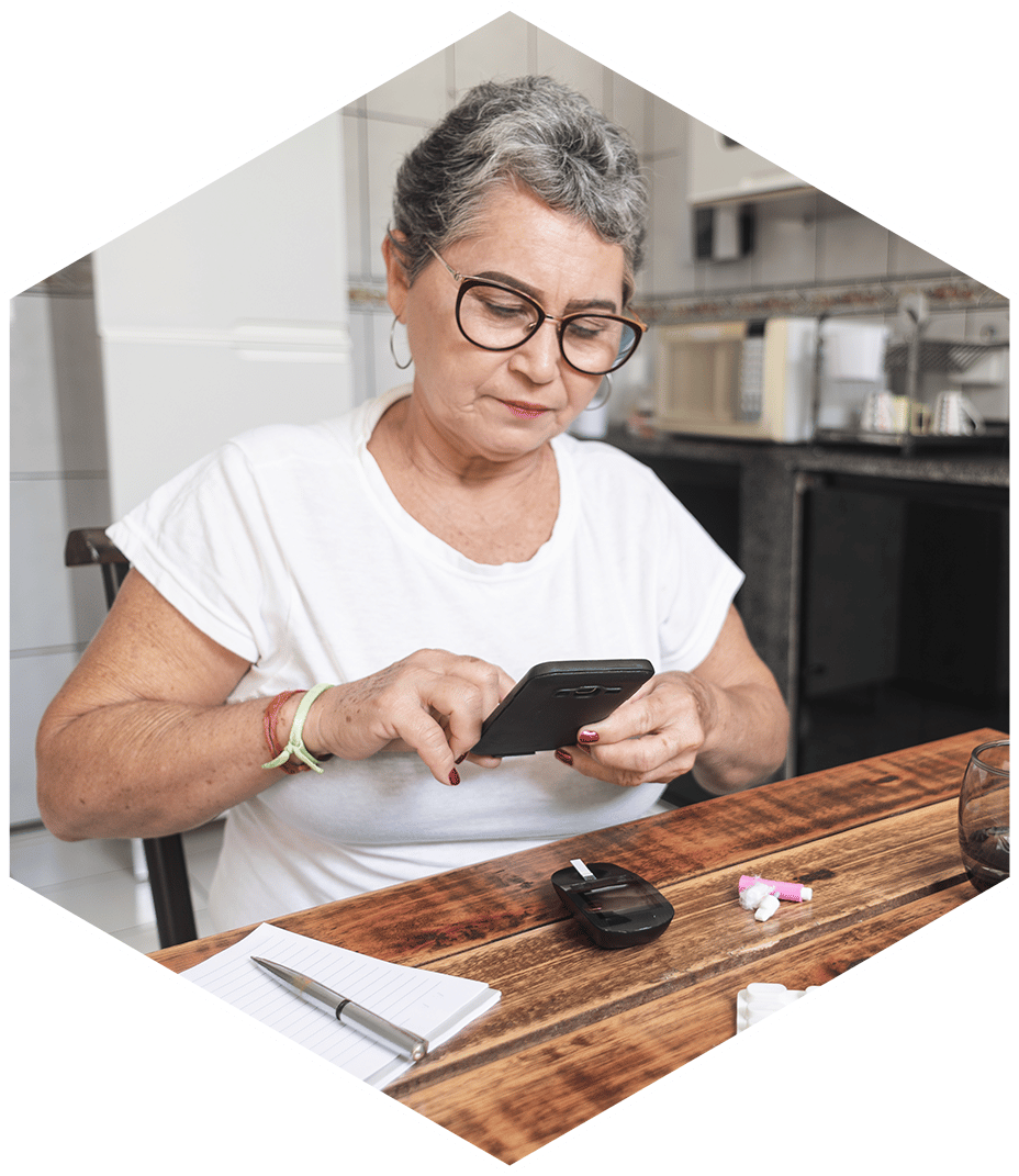 woman using a smartphone to access the master patient index