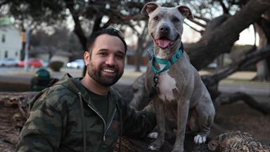 Verizon employee Joe Z. with dog