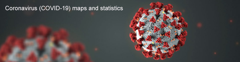 Online interactive map of the distribution of Coronavirus in the World, as well as various maps of Covid-19 with statistics