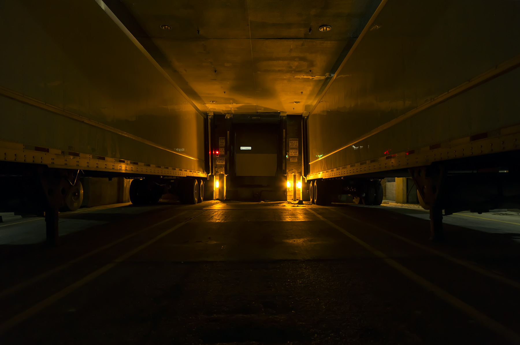 20151221. In a Toronto chocolate factory loading bay at night.