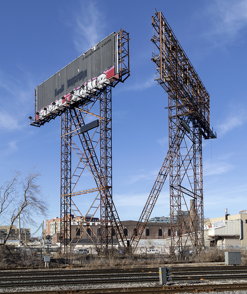 20170223. The billboard towers of the Ordnance Triangle apex mar