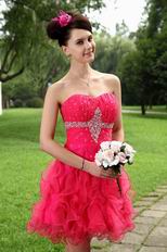 Cute Strapless Ruffle Skirt Rose Pink Sweet 16 Dresses