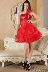 One Shoulder Sequin Bodice Short Skirt Scarlet Sweet 16 Dress