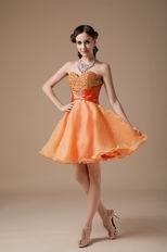 Orange Skirt Cheap Sweet 16 Dresses With Beading Decorate