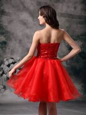 Sequin Bodice Sweet 16 Dress With Scarlet Organza Short Skirt