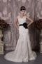 Gorgeous Lace Wedding Dress With Black Flowers Sash Low Price