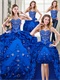 Embroidery Four Pieces Detachable Royal Blue Girl Quinceanera Ball Gown Promotion