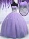 Special Price Puffy Lavender Organza Quinceanera Ball Gown With Silver Embroidery