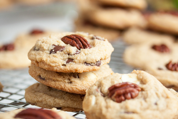 triple chocolate pecan cookies