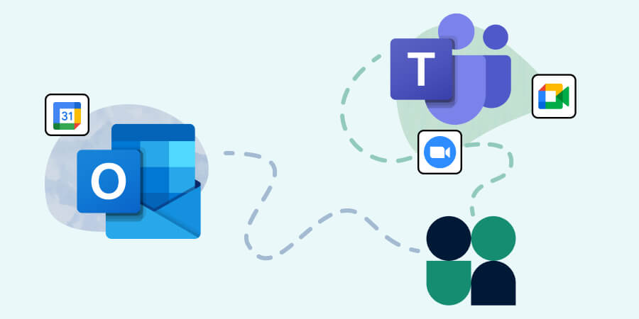 illustration of the UI logo connecting to the Microsoft Outlook and Microsoft Teams logos