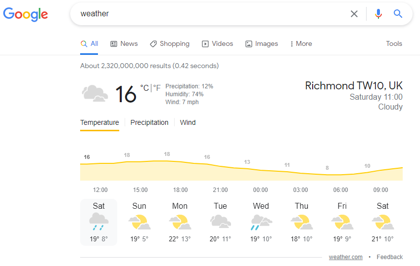 Google Weather Smart Default