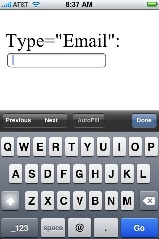 Email Type Mobile Keyboard
