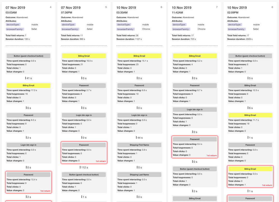 Form user journeys in Zuko form analytics