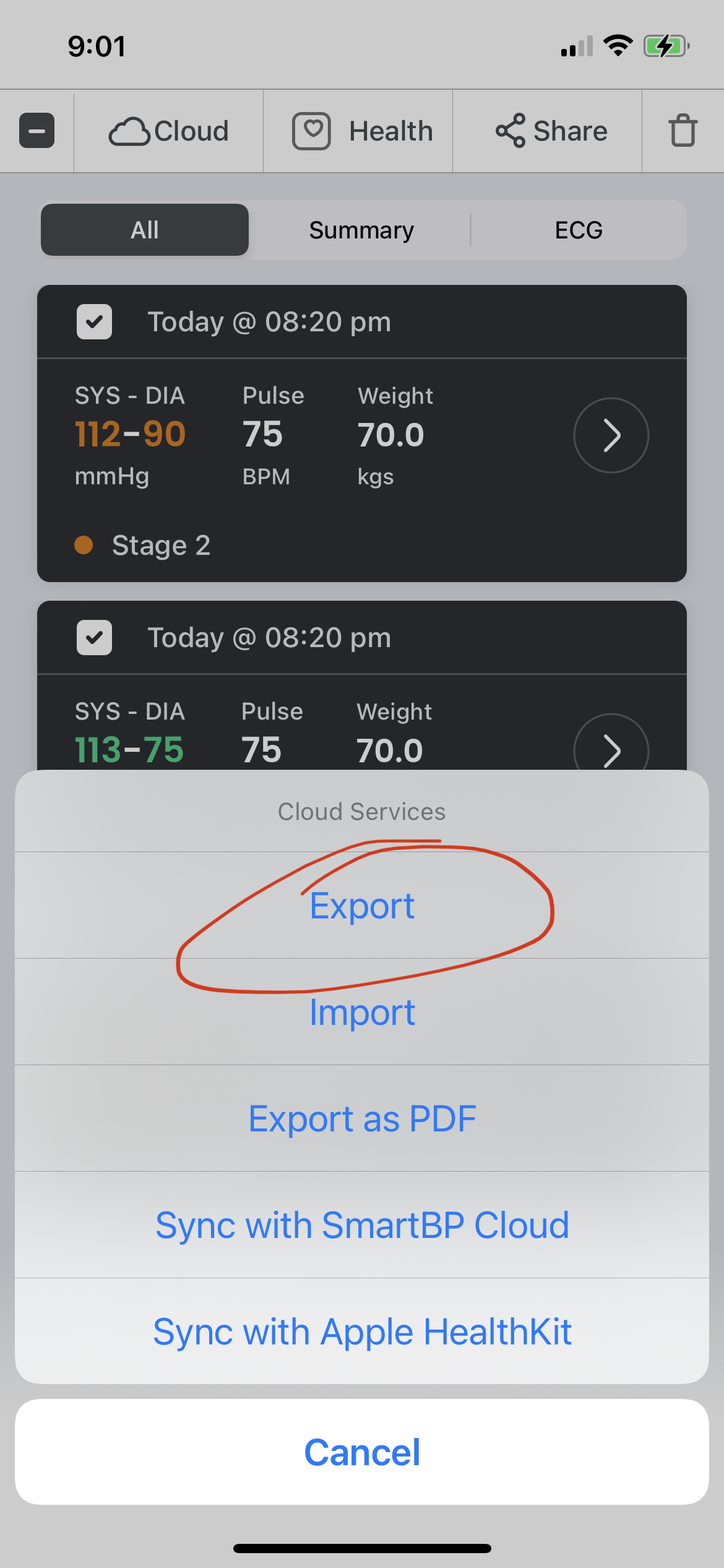 Exporting a CSV file in SmartBP