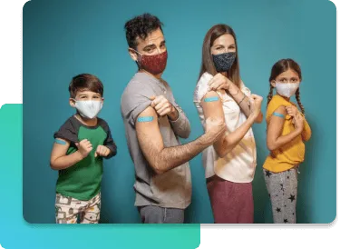 Image of a family getting their flu shots