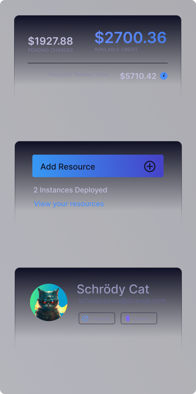 Grid with screenshots of strangeworks UI