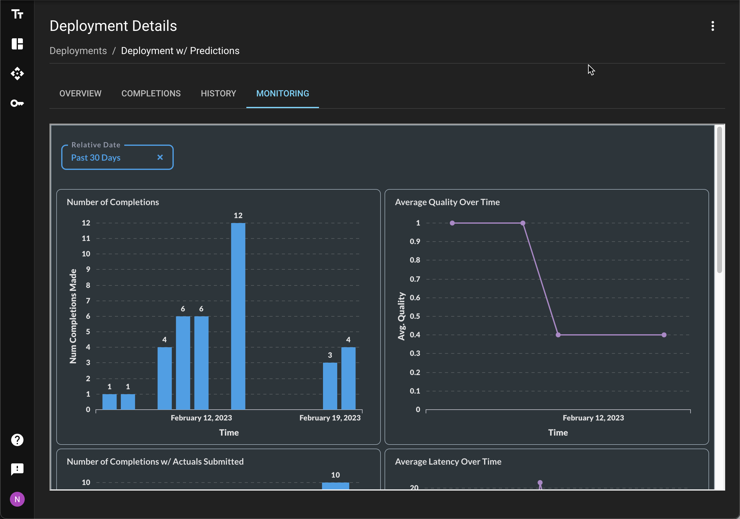 Screenshot from Vellum's Monitoring tab