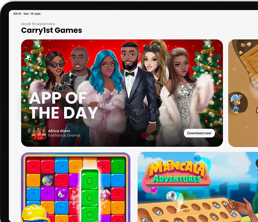 A view of the mobile games that Carry1st publishes, such as Africa Glam, MPL, Ludo Blitz, Blas Champions and Mancala Adventures, in Nigeria, South Africa, Kenya, Ghana, Egypt, Morocco and other countries.