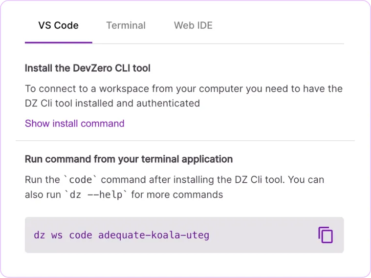 DevZero install CLI