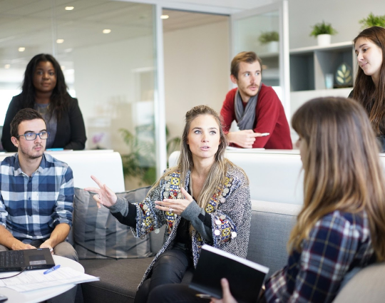 group of young office workers