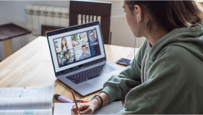 Student attending class online