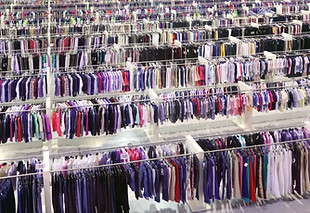 Big clothing store, many rows with hange