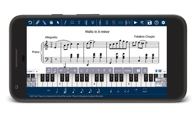 Music Writer app on a phone