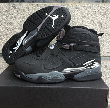 2016 Men Jordan 8 Black Silver Shoes