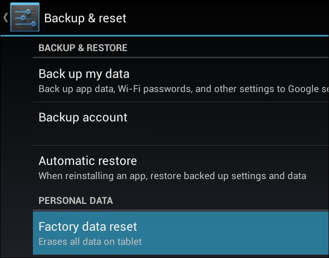 factory data reset