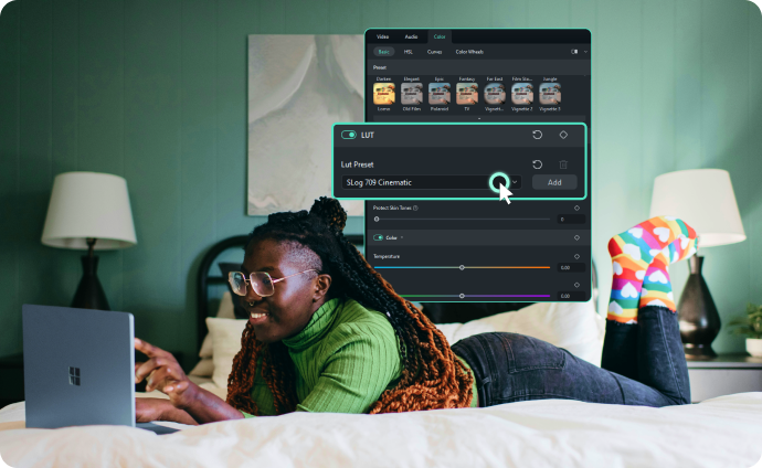 video editor uses Filmora 3d luts