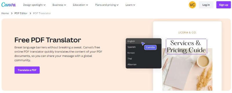 canva traductor pdf