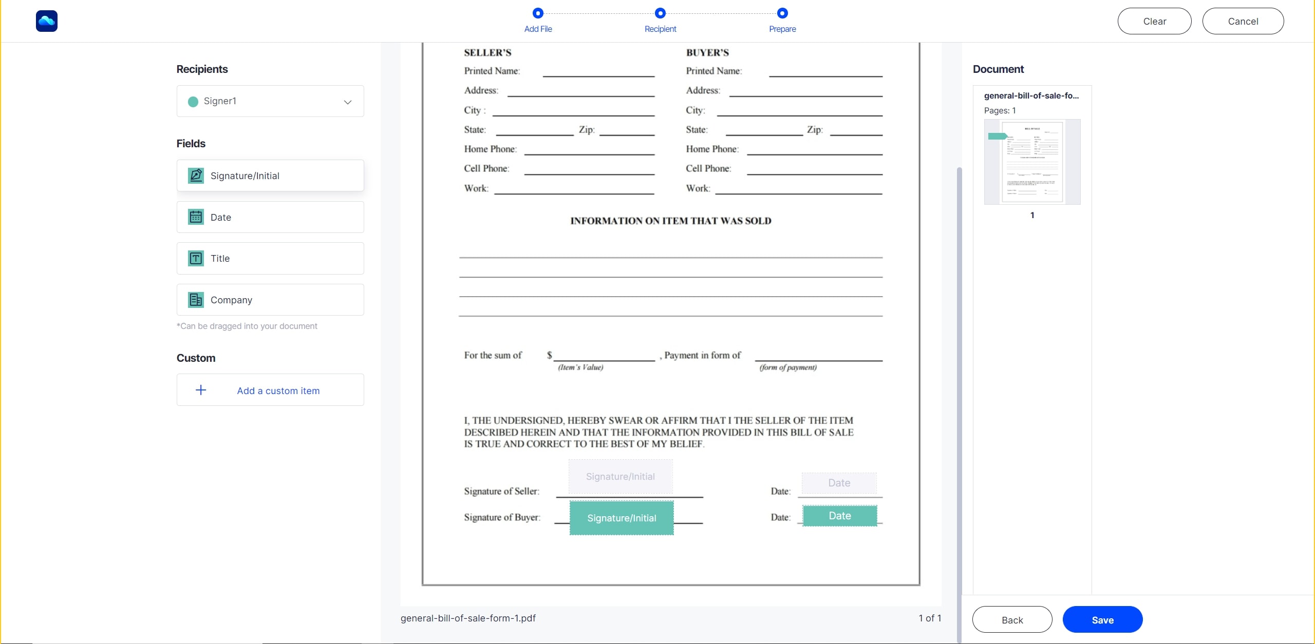 drag and drop fields template