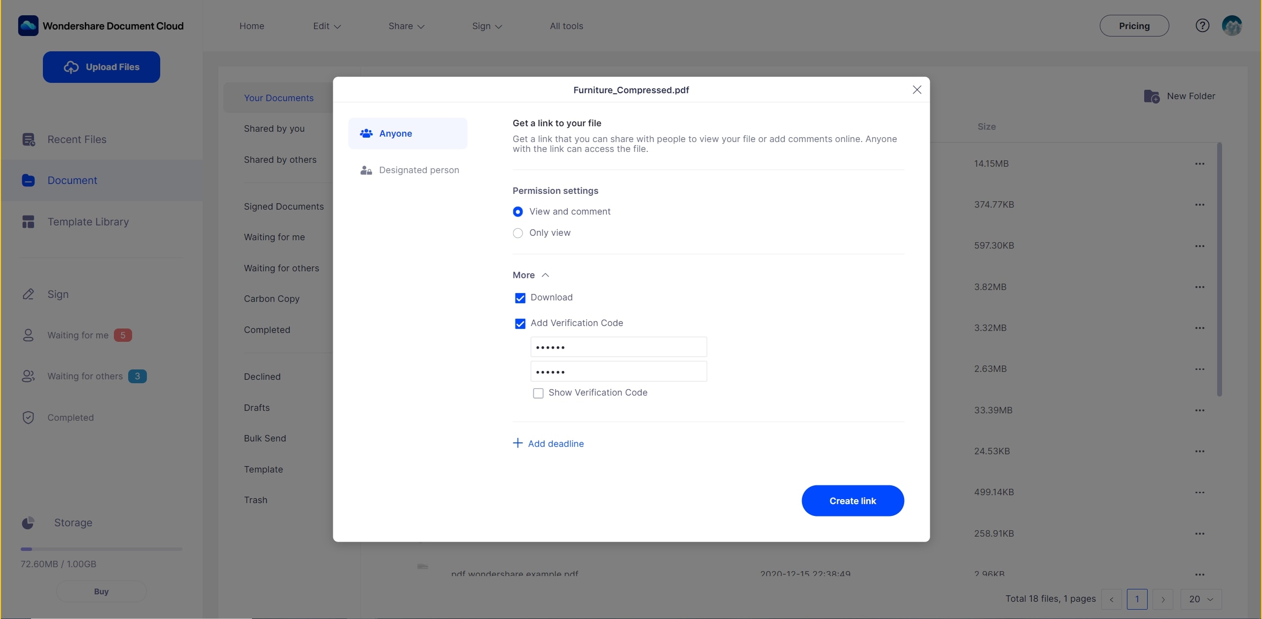 file sharing setting