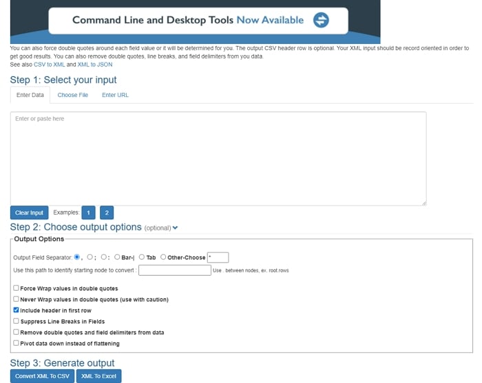 how to convert xml to csv online
