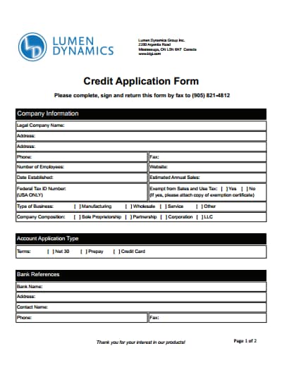 Credit Application Form