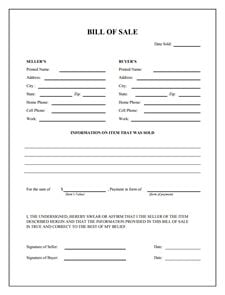 General Bill of Sale Form: Free Download