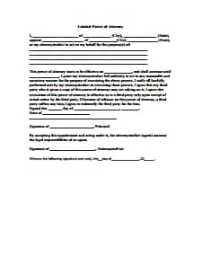 Limited Power of Attorney Form: Free Download, Create, Edit, Fill and Print