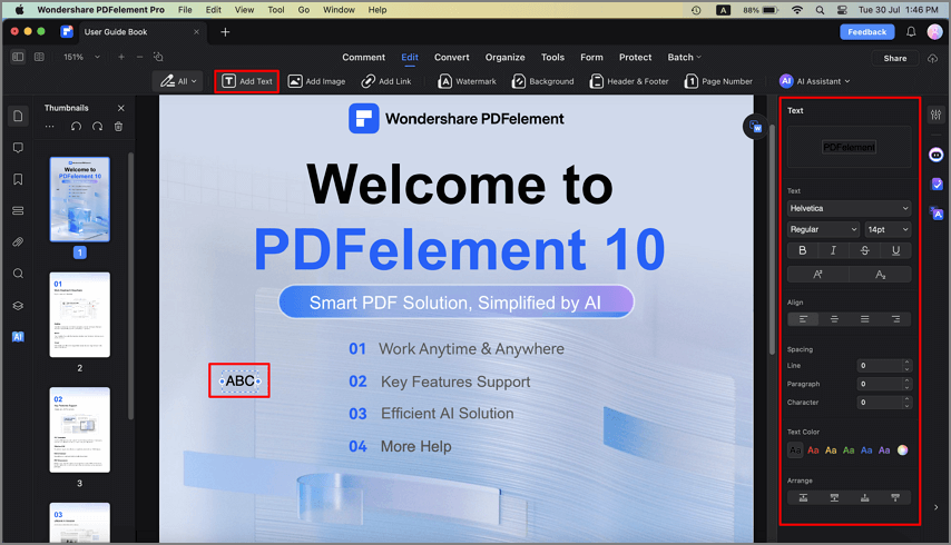 add text to pdf document mac