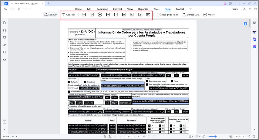 create fillable pdf form