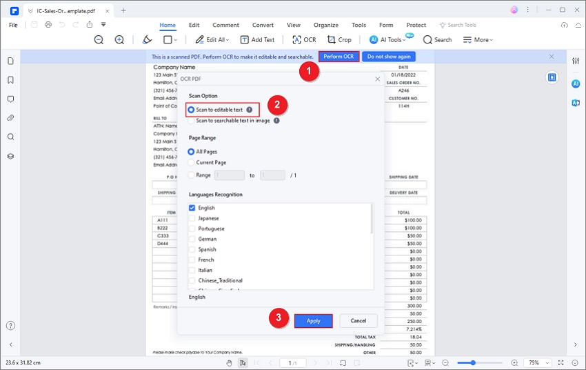 scanned pdf to excel