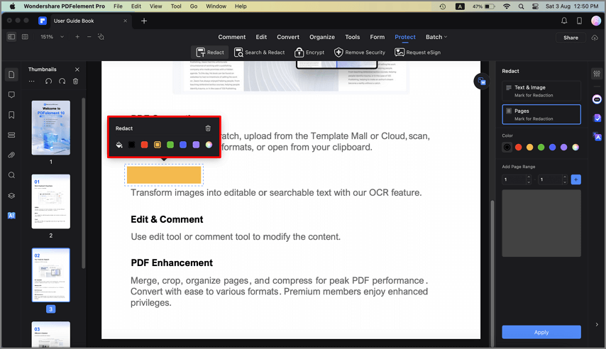 pdfelement para mac color de censura