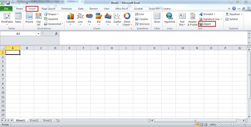 insert pdf into excel