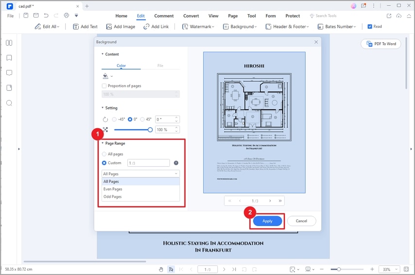 pdf background remover select page range