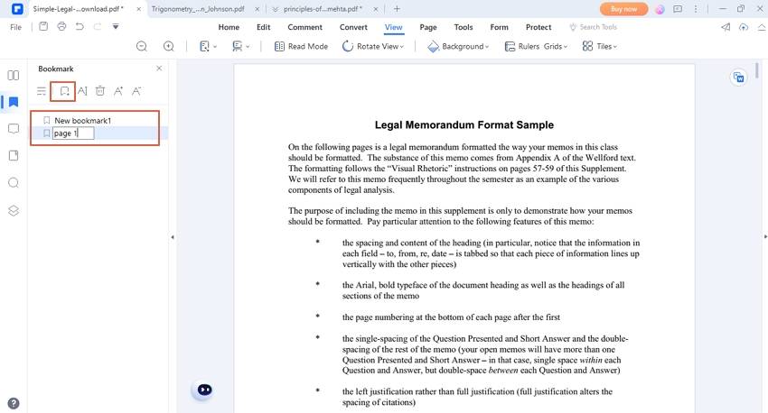 add bookmark to pdf manually